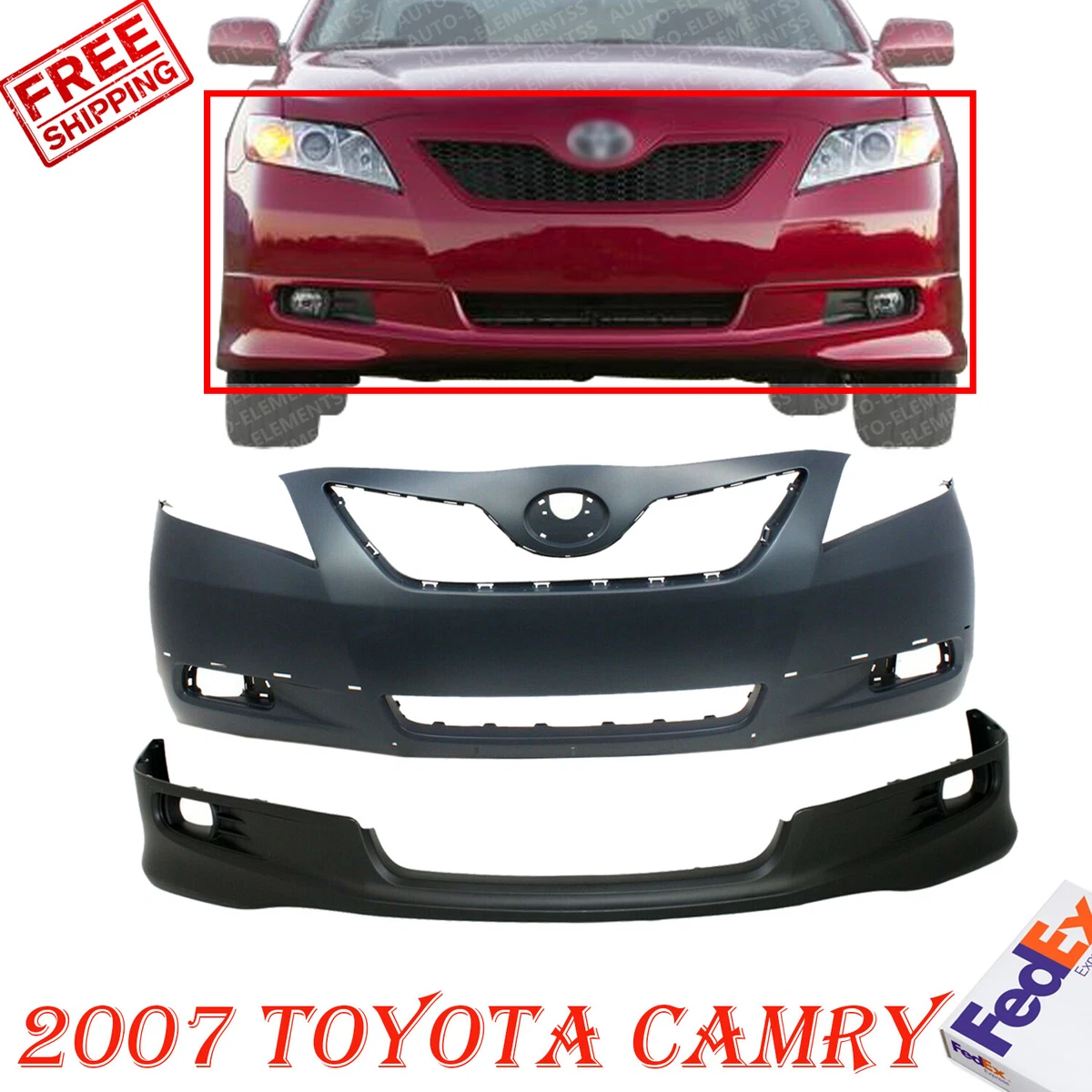 Front Bumper Cover Lower Valance Primed For 2007 Toyota Camry SE