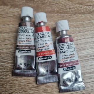 Schmincke Horadam Granulating Watercolour Paint Set. Volcano. Part Used.