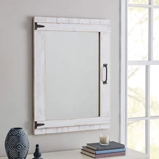 & Co. Cottage Door Wall Mirror, 32"H x 24"W, Rustic White