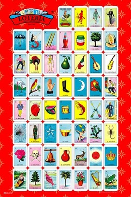 La Loteria Cards Chart Collage Mexican Bingo Laminated Poster 12x18