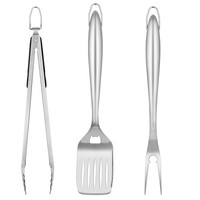 Edelstahl Grillbesteck Set 3-Tlg GrillzubehöR Grillwerkzeug HitzebestäNdig 44Cm