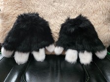 Fursuit Hand Paws Black and White Furry Paws
