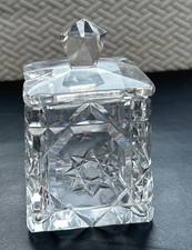 VINTAGE CLEAR GLASS CONDIMENT POT WITH LID