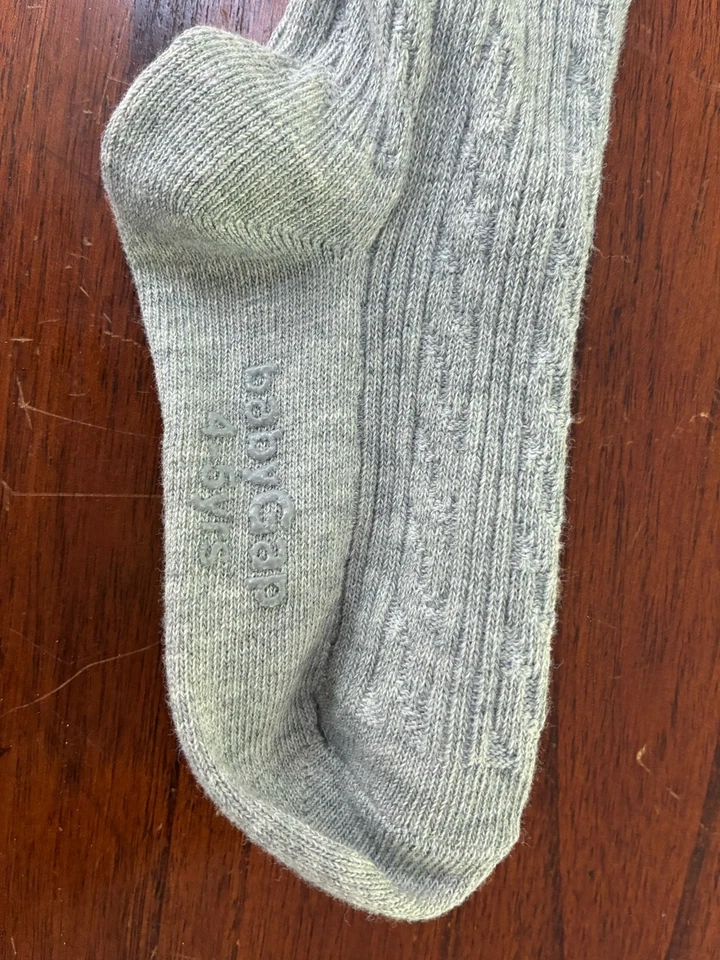 baby Gap Toddler Girl Cute Brown Brannan Bear Cable-Knit Cotton Tights Gray 4-5Y - Image 3 of 4