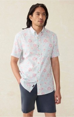 Faherty Men's Short Sleeve Floral Breeze Lightweight Button Up Shirt M MSRP $158