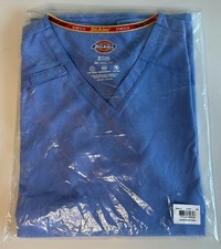 Dickies Women  s Scrub Top V-Neck Top XS 2 Pockets Moisture Wicking 360 Fabric