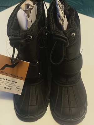 NEW NORTY FOOTWEAR BLACK SNOWBOOTS Unisex Youth Size 7 #50000 FleeceLined Light