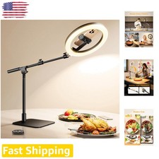 Desk Ring Light w/ Stand  Overhead Mount - 30 Modes, USB, Stable Base