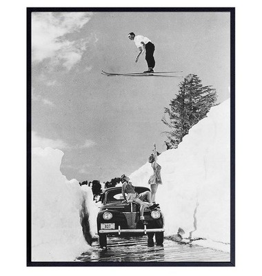 Ski Wall Decor - Vintage Pictures for Mountain House - Skiing - Ski House, Mo...
