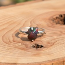 Schwarzer Welo Opal Edelstein 925 Sterling Silber Ring Handarbeit Schmuck Rin...