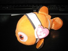 Ty Sparkle Finding Dory NEMO Clown Fish Beanie Baby 7" NEW