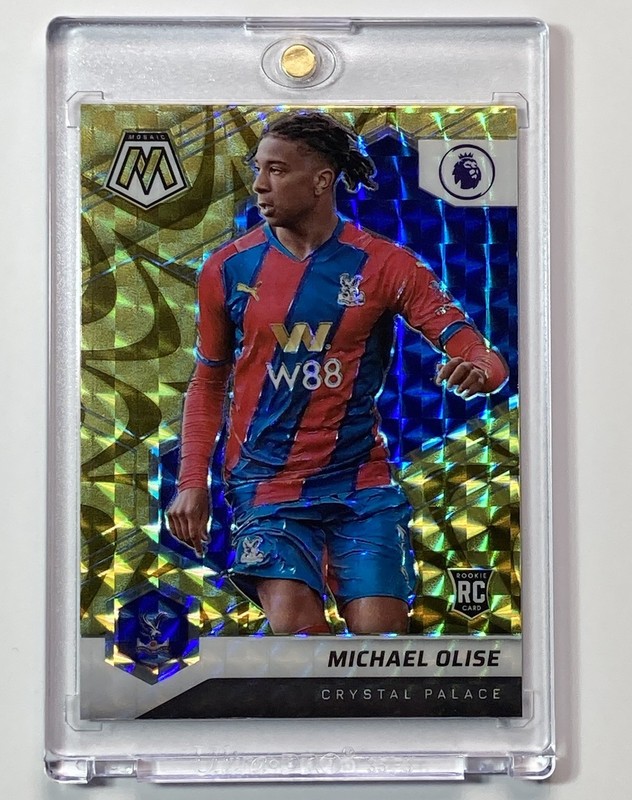 2021-22  Mosaic Premier League Michael Olise #136 Reactive Gold Mosaic Prizm RC