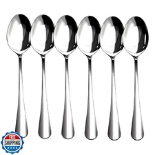 6 Pieces Heavy Duty Teaspoons Set,6.8" Tea Spoons Silverware,Food Grade Stain