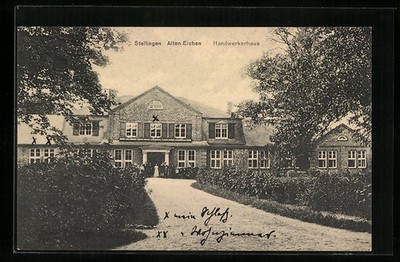 Hamburg-Stellingen, craftsman's house old oak trees, postcard 