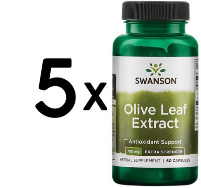 5 x Swanson Olive Leaf Extract, 750mg Super Strength - 60 caps (342,57 EUR/kg)