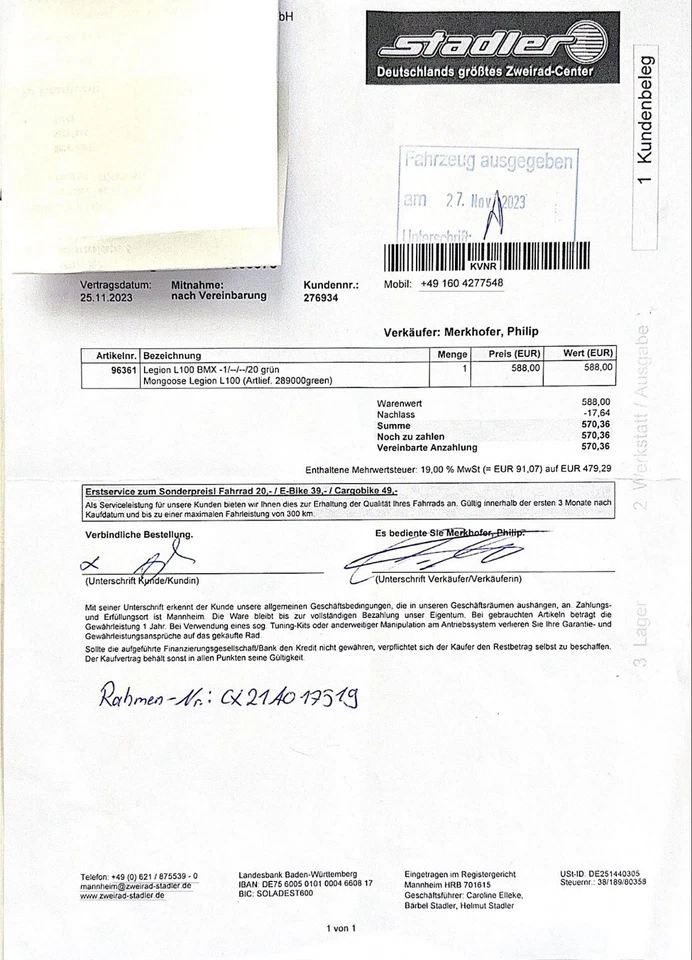 BMX MONGOOSE Legion L 100 Art. 289000 Green 20 Zoll - Bild 4 von 4