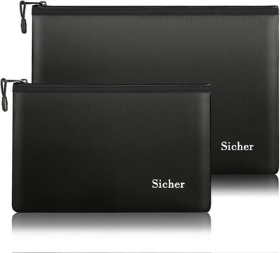 Feuerfeste Tasche 2er Set | Feuersichere Wasserabweisend Dokumententasche Hül...