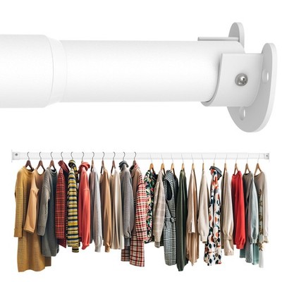 Closet Rod 50-87 Inches, Adjustable Heavy Duty Metal White Closet Rods for Ha...