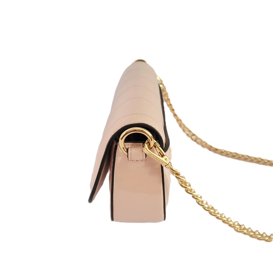 Bolso Bandolera Michael Kors Mila Pequeño Convertible Acolchado Charol Polvo Rubor Foto 3 de 4