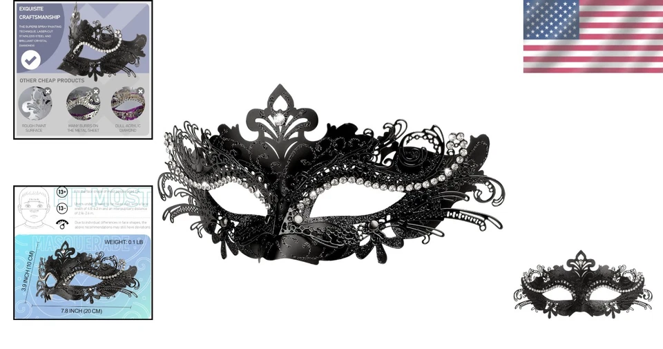 Sofisticada máscara negra para mujer - perfecta para Halloween y fiestas Foto 2 de 4