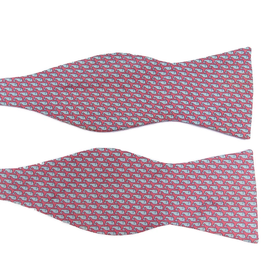 Vineyard Vines 真丝领结粉色蓝鲸 2.5 英寸宽自领带美国 — 第 4/4 张图片