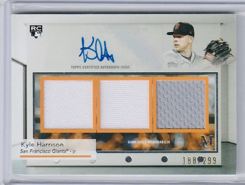 2024 Topps Museum Kyle Harrison RC Patch Auto #d/299 RPA SWTRA-HAR GAME USED