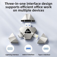 EAGET three-in-oneUSB flash drive for mobile phones and computers 256GB-Silver