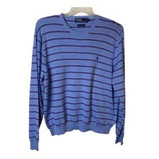 Polo Ralph Lauren Mens XL Blue Striped Pima Cotton Crewneck Pullover Sweater