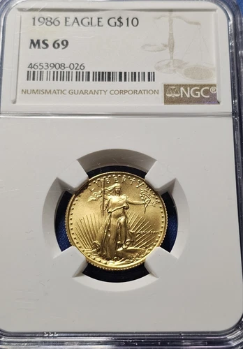 A 1986 1/4 oz $10 American Gold Eagle MS-69 NGC