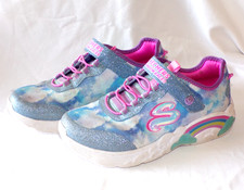 Girl's Skechers Light Up Rainbow Sneaker Tennis Shoes Sky Blue Size 3.5 302300L