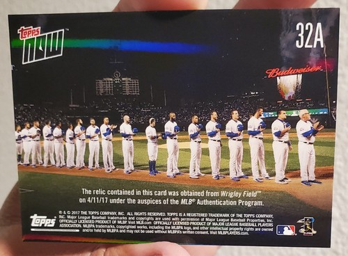 2017 TOPPS NOW 32A CUBS RAISE 2016 WS FLAG DURING CELEBRATION GAME USED BASE /99 - Picture 2 of 2