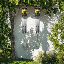 2-PC Gift Set 31" Long Hummingbird Solar Light Wind Chime  Ornament Garden Decor