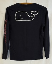 Vineyard Vines Boy's Medium Blue Long Sleeve Whale Graphic Pocket T-Shirt Tee