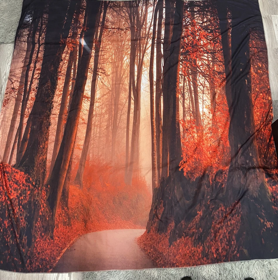 Fall Autumn Trees Background Backdrop Forest Leaves Photography Prop 70”x70” - Image 3 of 4