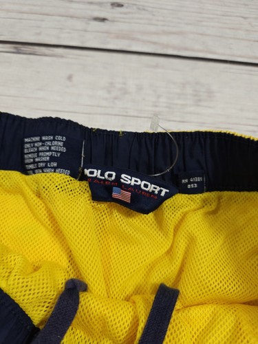 Ralph Lauren Polo Sport Swim Trunks Size L Yellow Logo Bathing Suite Large I2 - Picture 7 of 9