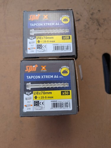 spit tapcon xtrem a4 hfl 8x70mm you are bidding for 2 boxes stainless steel
