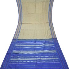 Vintage Beige Sarees 100 Pure Silk Handwoven South Indian Sari 5YD Craft Fabric
