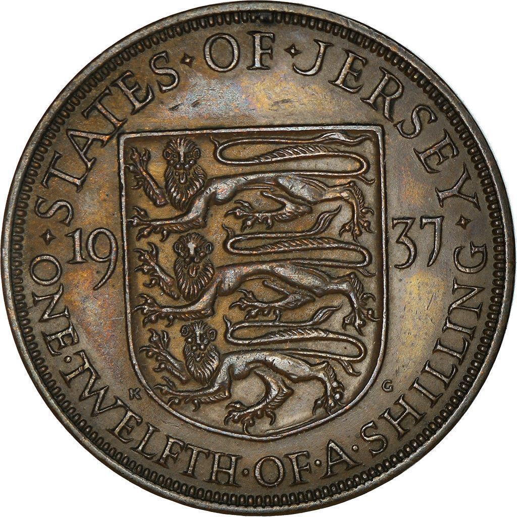①ジョージ Jersey 1/12 Shilling Coin | King George VI | Shield | 1937 - 1947