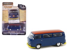 1968 Volkswagen Type 2 T2 Van Blue w Red Vintage Ads Greenlight 1:64 Die-cast
