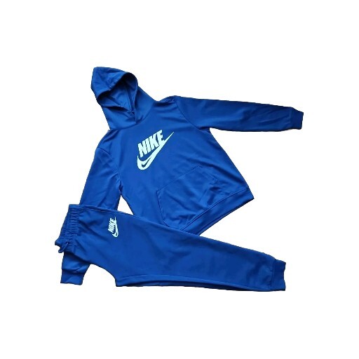 New Nike Swoosh Joggers Pullover Hoodie Piece Set Men's Royal Blue