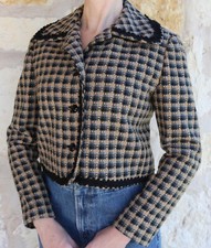 VINTAGE Women's Suit Jacket Blazer Tweed Wool-Blend Light Academia 8