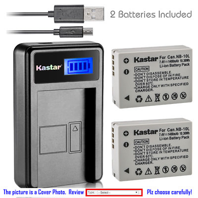 Kastar Battery LCD Charger for Canon NB-10L NB-10LH & Canon PowerShot SX40 HS