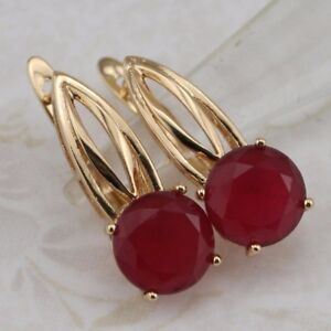 Ruby Red Golden Butterfly Earrings