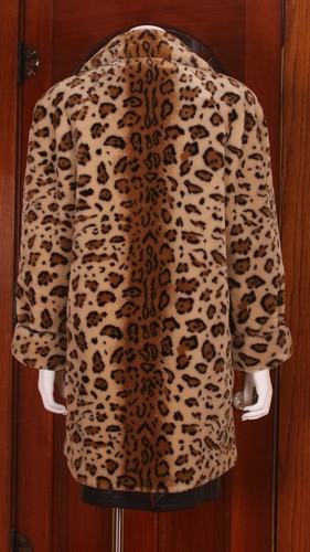Gallery Faux Leopard Fur Coat Small - Picture 5 of 5