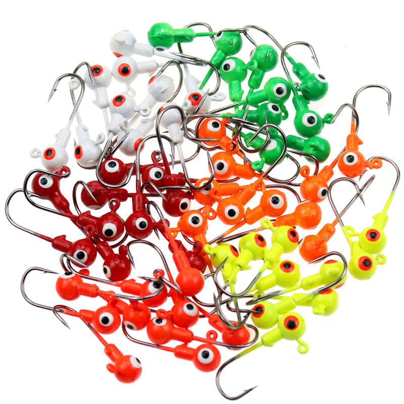 100Pcs Jg Heads Fshng Hooks Crappe Bass Panfsh Lure Bat 1/32 1/16