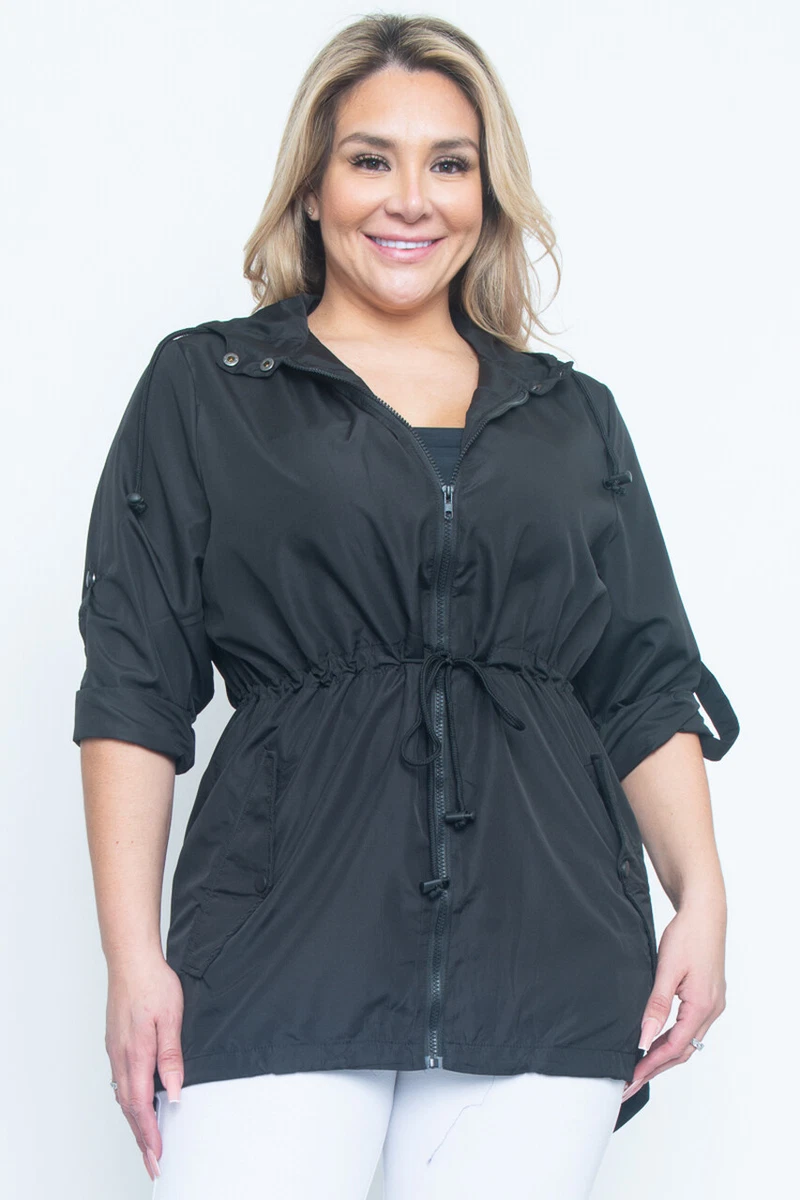 Plus size 2025 black windbreaker