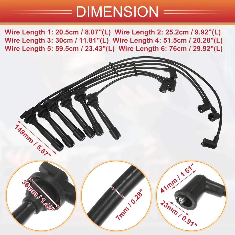 6 Pcs Spark Plug Wire Ignition Coil Cable No.2750137B00 for Hyundai Sonata 99-05 - Image 3 of 4