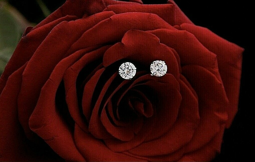 2Ct TW Moissanite Solitaire Stud Earrings 14K White Gold GRA Certified FL/D 7mm