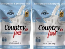 2 PACK Augason Farms Powered MILK Reseal Emergency Survival Storage Drink Food