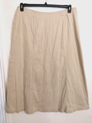 Talbots Womens Midi Skirt 20W Plus Brown Stretch Elastic Waist Pull On Zip Up
